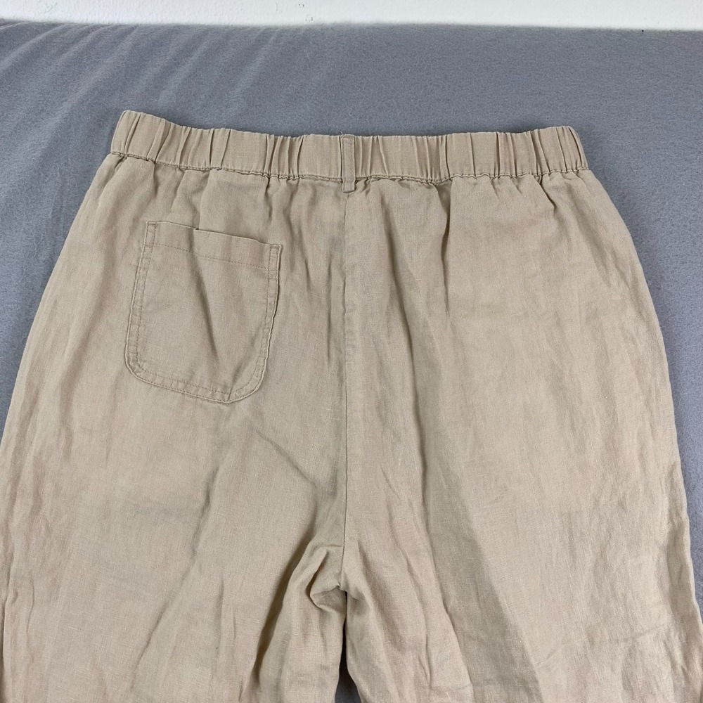 Quince Women European Linen Pants M Driftwood M Elastic Waist Cropped 25" - Picture 8 of 12